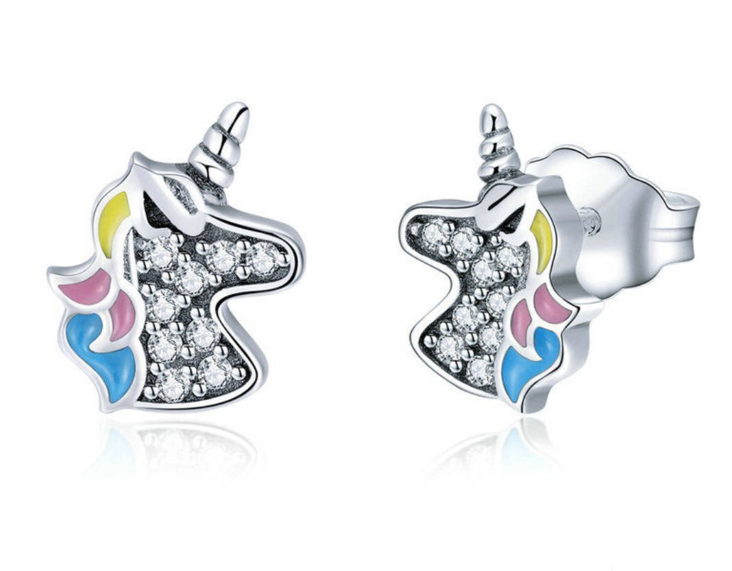 KOLCZYKI srebrne JEDNOROŻEC srebro 925 UNICORN sztyft