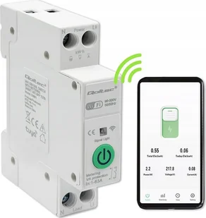 Qoltec Przekaźnik Wi-Fi 63A na szynę DIN z licznikiem energii elektrycznej TUYA SMART LIFE - Inne akcesoria elektryczne - miniaturka - grafika 1