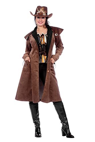 WILBERS & WILBERS 320432 - Western płaszcz Jane dla kobiet, brązowy, kowbojski wygląd, karnawał
