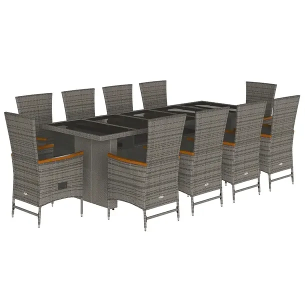 Zestaw mebli ogrodowych szary, stół 240x90x75 cm, fotel 58x62x108 cm
