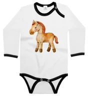 Body dla niemowląt - Body dziecięce Beżowy Brązowy Pluszowy Koń Konik Z Czerwoną Grzywą 98/104 - miniaturka - grafika 1