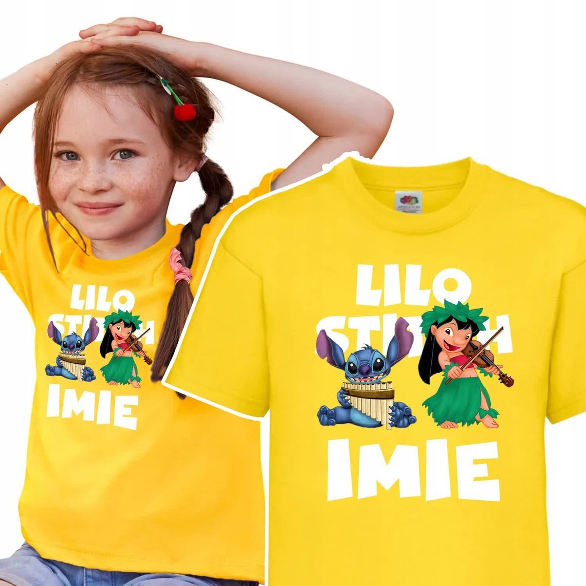 Koszulka Dziecięca 134-140 Lilo Stitch Żółta IMIĘ
