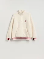 Bluzy męskie - Reserved - Polarowa bluza ze stójką - złamana biel - miniaturka - grafika 1