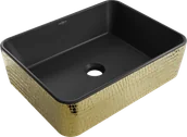 Umywalki - Mexen Catia umywalka nablatowa 48 x 37 cm, czarna mat/złota wzór łuski - 21314878 - miniaturka - grafika 1