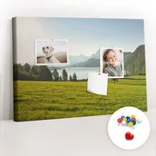 Tablice i flipcharty - Szkolna Tablica korkowa 60x40 cm, Kolorowe Pinezki, wzór Góry pole - miniaturka - grafika 1