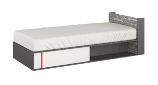 Łóżko z materacem, prawe, Philosophy, 90x200 cm, biały, grafit - Łóżka dla dzieci i młodzieży - miniaturka - grafika 1