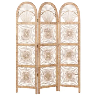 3-panelowy składany parawan pokojowy rattanowy 137 x 180 cm naturaly POMEZIA - Parawany - miniaturka - grafika 1