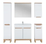 Meble łazienkowe - Zestaw mebli łazienkowych z umywalką 80 cm z koszem Dixi 3Q - biały połysk - miniaturka - grafika 1