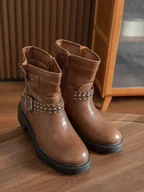 Botki damskie - Sixth Sens Botki w kolorze jasnobrązowym - miniaturka - grafika 1