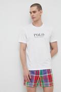 Piżamy męskie - Polo Ralph Lauren t-shirt piżamowy bawełniany kolor biały z nadrukiem - miniaturka - grafika 1