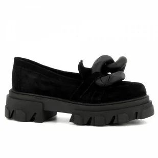 Czarne mokasyny z łańcuchem CARINII - Carinii - Mokasyny damskie - miniaturka - grafika 1