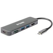 Huby USB - Hub USB D-Link 6v1 z USB-C na HDMI se čtečkou SD/microSD karet a funkcí Power Delivery (DUB-2327) Szary - miniaturka - grafika 1