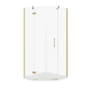 Kabiny prysznicowe - Kabina prysznicowa Cersanit Jota 90x90x195 pięciokątna złoty transparentne z brodzikiem tako slim 4cm biały S601-365 - miniaturka - grafika 1