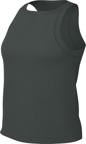 Nike Zenvy HF2765-338, prążkowany top Dri-Fit dla kobiet, Vintage Green/White, HF2765-338, S