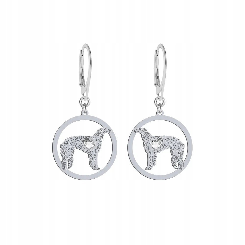 Kolczyki Srebrne Chart Rosyjski - Borzoj 925 Prezent Kobieta GRAWER GRATIS
