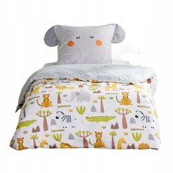 Pościel Dziecięca 140 X 200 CM Bawełniana Z Uszkami Wzór Słoń