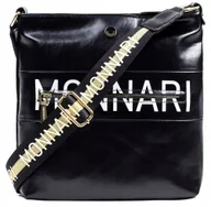 Torebki damskie - Torebka LISTONOSZKA MONNARI CZARNA Logo PASEK - miniaturka - grafika 1