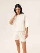 Bluzki damskie - Koszulka z krótkim rękawem Mavere Bloovii kremowy L - miniaturka - grafika 1