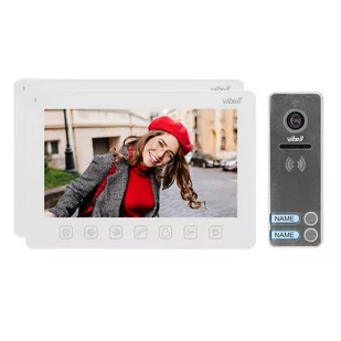 Orno Zestaw wideodomofonowy 2-rodzinny, bezsłuchawkowy, kolor, LCD 7", menu OSD, sterowanie bramą, biały NOVEO MULTI2 AP_203519 - Wideodomofony - miniaturka - grafika 1
