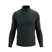 Koszulki sportowe męskie - COMPRESSPORT koszulka termoaktywna  3D THERMO HALF ZIP LS TOP black - miniaturka - grafika 1