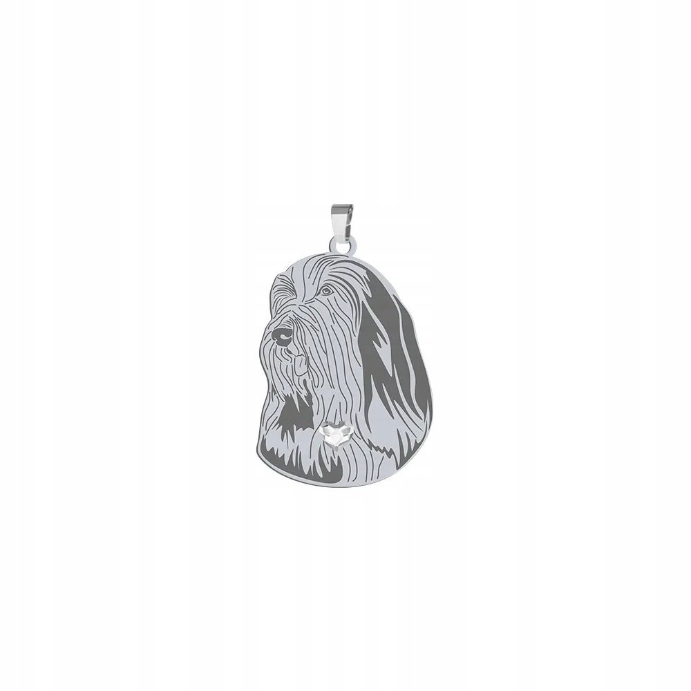 Zawieszka Srebrna z psem Bearded Collie 925 Biżuteria Prezent GRAWER GRATIS