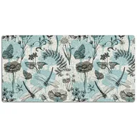 Podkładki na biurko - Mata z nadrukiem na biurko Kwiaty i ważki 120x60 cm, Dywanomat - miniaturka - grafika 1