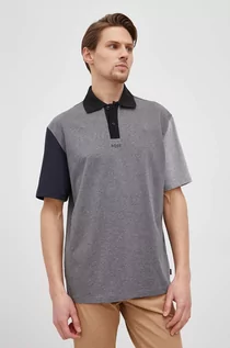 Koszulki męskie - Hugo Boss polo bawełniane CASUAL kolor szary melanżowy - grafika 1