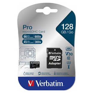 Verbatim Karta pamięci Pro MicroSD, 128GB, micro SDXC, 47044, UHS 3 (U3), z adapterm - Karty pamięci - miniaturka - grafika 3