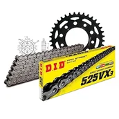 Części motocyklowe - Zestaw łańcuchów DID stal 525VX3 / 108 nitowy zamek do Honda GB Clubman 500 ccm rok prod. 1989-1990 - miniaturka - grafika 1