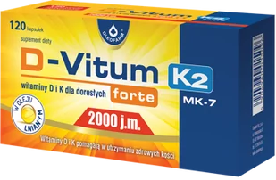Oleofarm Sp. z o.o. D-Vitum forte 2000 j.m. K2 120 kapsułek 3158443 - Witaminy i minerały - miniaturka - grafika 1