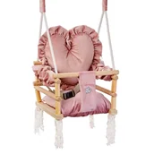 Leżaczki i huśtawki - Huśtawka 3w1 dla dzieci -SERCE domowa usztywniona +pas bezp./różowa CE - miniaturka - grafika 1