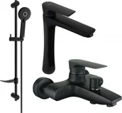 Zestawy baterii łazienkowych - Mexen Axel DF40 zestaw wannowy, czarny - 73813DF40-70 - miniaturka - grafika 1