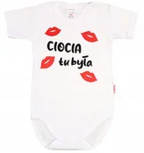 Body dla niemowląt - BODY KR NAPIS nadruk CIOCIA TU BYŁA r 62 KLEKLE - miniaturka - grafika 1