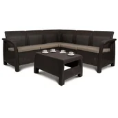 Meble ogrodowe - Allibert Meble rattanowe Corfu Relax Brązowy - miniaturka - grafika 1