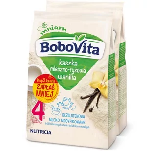 Bobovita BOBOVITA KASZKA MLECZNO-RYŻOWA O SMAKU WANILIOWYM PO 4 MIESIĽCU - DWUPAK, DRUGI ZA 50% CENY 2 X 230 G 123816 - Kaszki dla dzieci - miniaturka - grafika 2