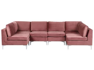 Sofa modułowa 6-osobowa welurowa różowa EVJA - Sofy i kanapy - miniaturka - grafika 1
