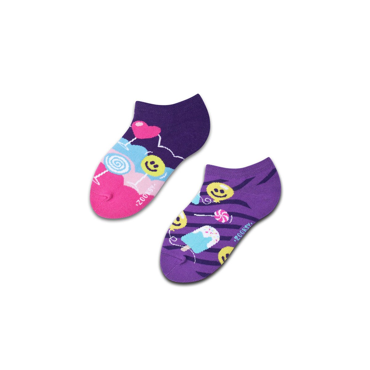 ZOOKSY kolorowe skarpetki stopki dla dzieci w słodycze r.30-35 1 para, krótkie różowo-fioletowe skarpetki - mixTURY SŁODKOŚCI