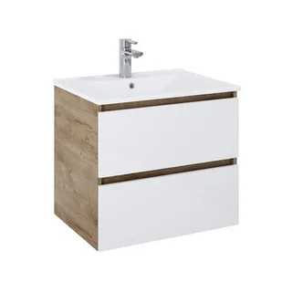 Szafka podumywalkowa biało-brązowa 53 x 60 cm Elita - Szafki łazienkowe - miniaturka - grafika 1