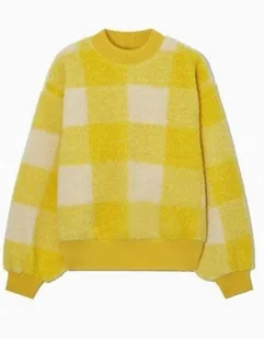 BLUZA COS POLAROWA TEDDY W KRATKĘ ROZMIAR XS ŻÓŁTA - Bluzy damskie - miniaturka - grafika 1