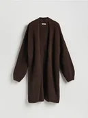 Swetry damskie - Reserved - Długi kardigan - ciemnobrązowy - miniaturka - grafika 1