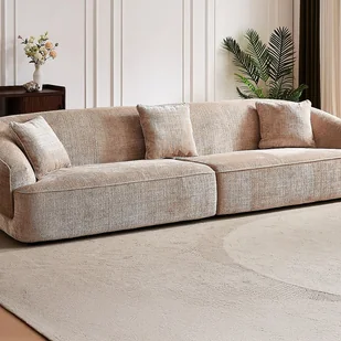 Kanapa 4-osobowa z teksturowanej w kolorze beżowym ZULIAKA - Sofy i kanapy Kanapa 4-osobowa z teksturowanej w kolorze beżowym ZULIAKA - Sofy i kanapy - miniaturka - grafika 1