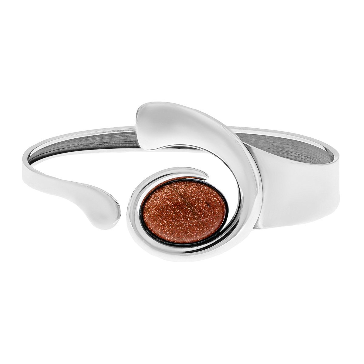 Srebrna bransoletka sztywna bangl z kamieniem noc kairu pr. 925