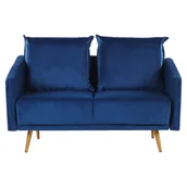 Sofy i kanapy - Beliani Sofa 2-osobowa welurowa niebieska MAURA - miniaturka - grafika 1