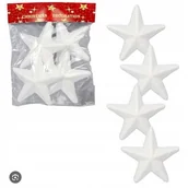Ozdoby bożonarodzeniowe - Zestaw 6 gwiazdek styropianowych 9 x 9 x 2 cm biały - miniaturka - grafika 1