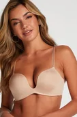 Biustonosze - Hunkemöller Usztywniony biustonosz push-up z fiszbinami Deep-V Beżowy - miniaturka - grafika 1