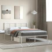 Inne meble do sypialni - Metalowa rama łóżka z wezgłowiem, biała, 160x200 cm Lumarko! - miniaturka - grafika 1