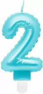 Urodziny dziecka - Świeczka cyferka perłowa jasnoniebieska - 2 - dwa - miniaturka - grafika 1