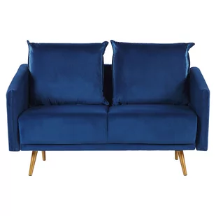 Beliani Sofa 2-osobowa welurowa niebieska MAURA - Sofy i kanapy - miniaturka - grafika 1
