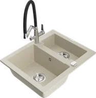 Zlewozmywaki z baterią - Mexen Carlos zlewozmywak granitowy 1,5-komorowy z baterią kuchenną Duo, beżowy - 6518-69-671701-07 - miniaturka - grafika 1
