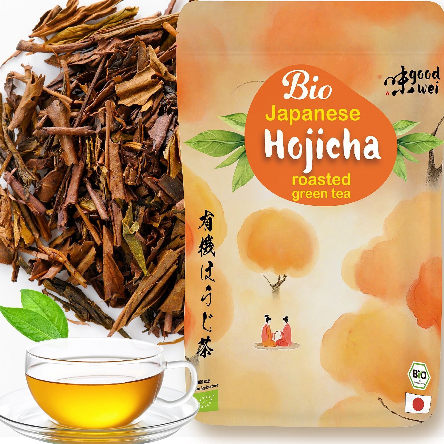 Hojicha prażona zielona herbata z ekologicznych upraw w Japonii, 120g